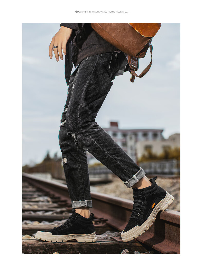 CALIFBULL Men's Shoes Spring And Autumn Trendy Retro Martin Boots Work Boots Men's Style Breathable Outdoor Combat Boots Apricot Color Size 39 24