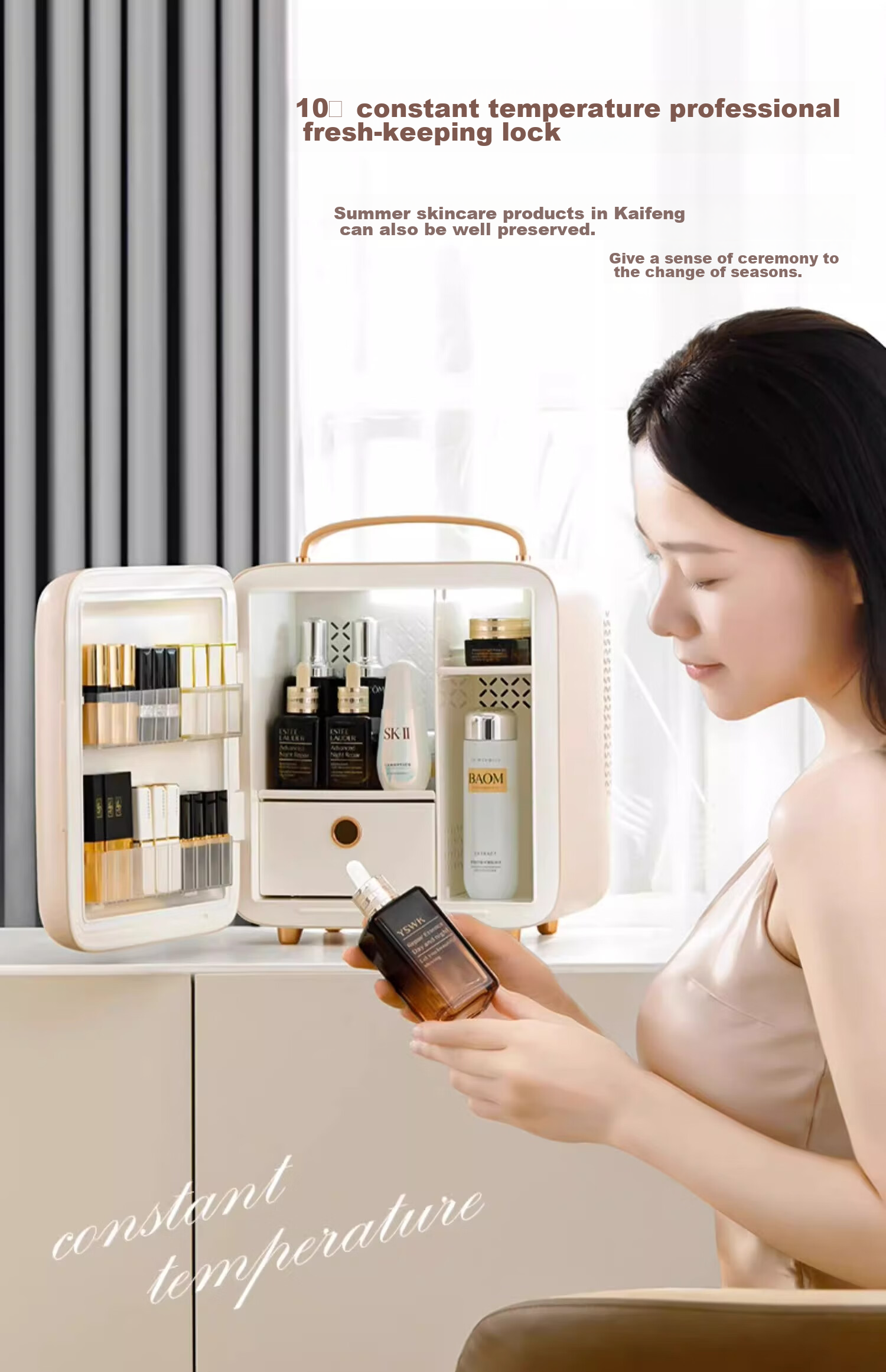 GEVILAN Beauty Refrigerator for Serum, Face Cream, Lipstick, Face Mask, Skincare Cosmetics, Cold Storage, Preservation And Organization, Specialized Mini Fridge, Gift for Girlfriend, Wife, Best Friend, Birthday Present, F1 White 7