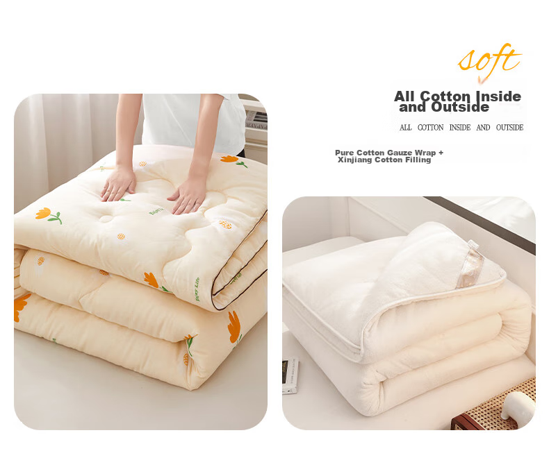 Yunjin 100% Pure Cotton Xinjiang Cotton Quilt, All-Cotton Comforter, Spring And Autumn Air Conditioning Quilt, 3 Jin (1.5 Kg), 150x200cm, Floral Scent 5
