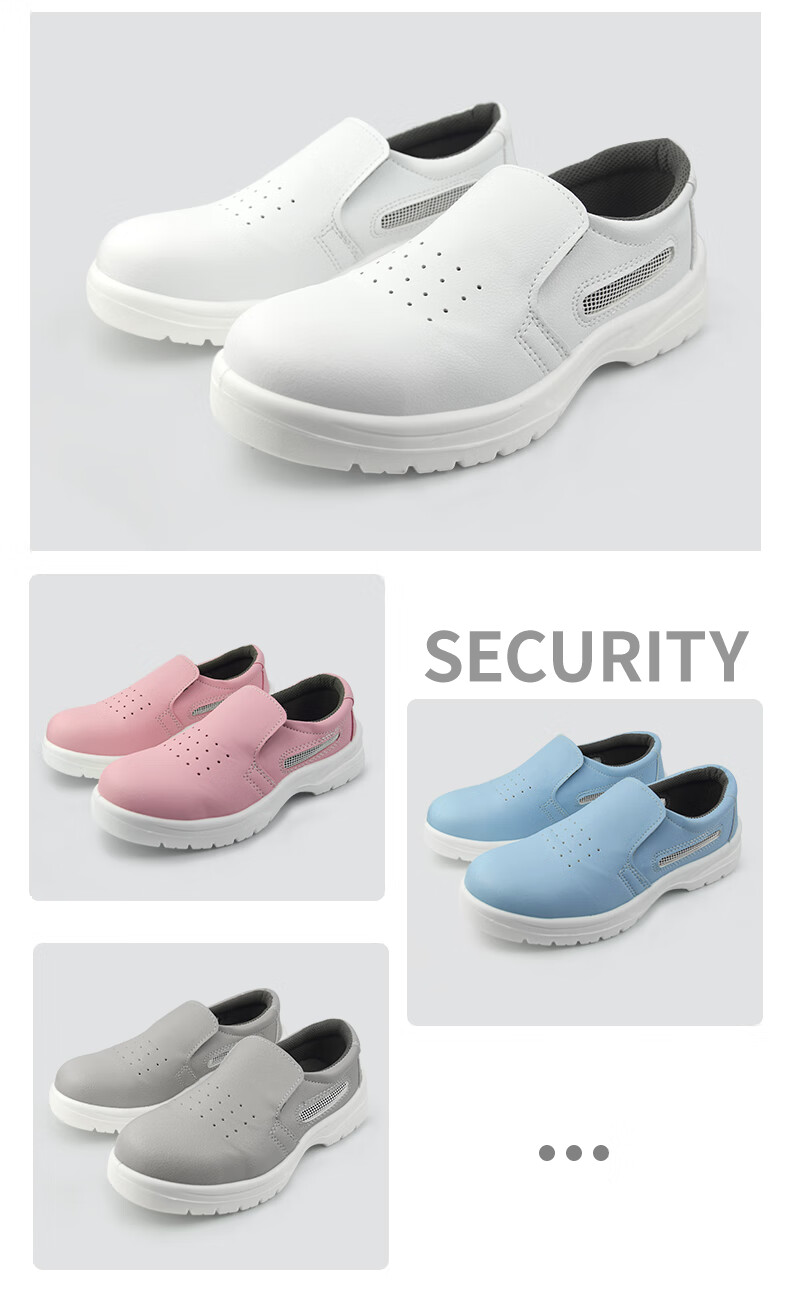 HANYANGCLEAN Anti-Static Safety Shoes Steel Toe Anti-Smash White Work Shoes Breathable Soft Sole Dust-Free Workshop Shoes White Side Mesh Style Size 39 1
