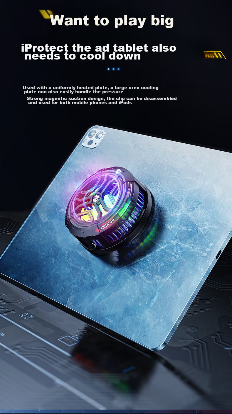VENIDER Magnetic Phone Cooler, Semiconductor Cooling Back Clip, Gaming Live Streaming Cooling Device, Ultra-Low Noise, Suitable for Huawei, Apple 15 Tablet, IPad, Xiaomi, OnePlus, IQOO 8