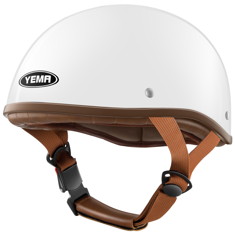 YEMA 3C Certified 352S Electric Motorcycle Helmet, Men's Retro Bucket Helmet, Electric Scooter Safety Helmet, Women's All-Season Lightweight Half Helmet, Summer, One Size Fits All, Pure White