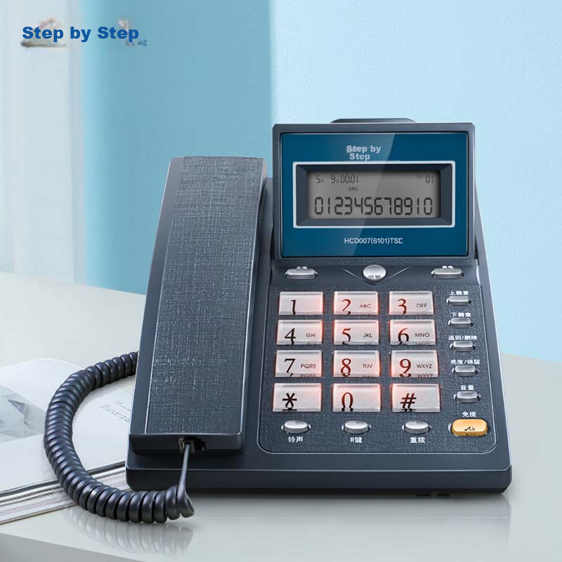 BBK Landline Telephone, Corded Phone for Office And Home Use, Battery-Free, 60-Degree Rotating Screen, HCD6101 Flowing Blue