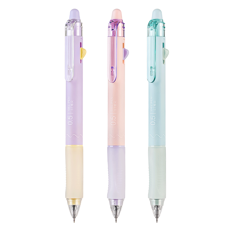 AIHAO [Back to School Essential] Posture-Correcting Erasable Gel Pen 0.5mm ST Tip for Elementary School Students, Stylish Triangular Posture-Correcting Erasable Pen Crystal Blue GP2911-3