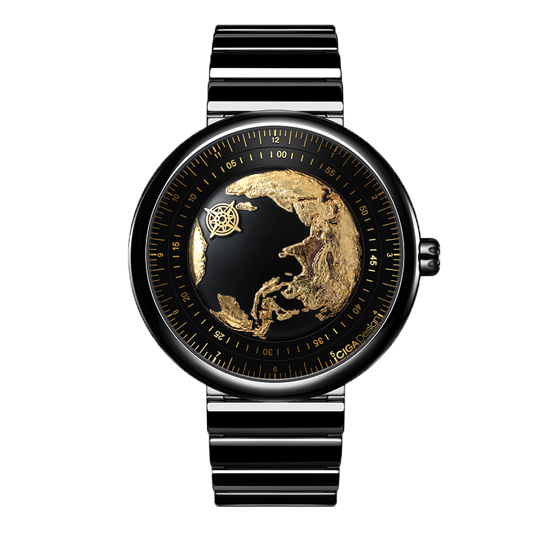 CIGA Design U Series Blue Planet Gilded Art Edition II Mechanical Watch High-End Men's Wristwatch