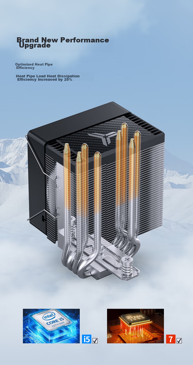 JONSBO CR-1400EVO ARGB Edition CPU Air Cooler (Nickel-Plated 4 Heat Pipes/ARGB Sync/PWM Fan/130mm Height/Multi-Platform/Thermal Paste Included) 7