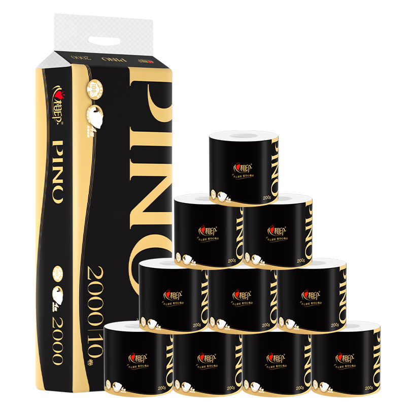 Mind Act Upon Mind Brand Core Toilet Paper, 4-Ply, 200g*10 Rolls, Wave Pattern Embossed Roll Toilet Paper, Single Pack