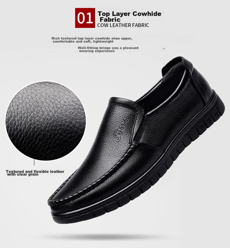 EGCHI Business Casual Shoes for Men, Leather Slip-On Shoes, Top-Grain Cowhide, Middle-Aged Footwear, 36274 All-Season Style, Size 40 20