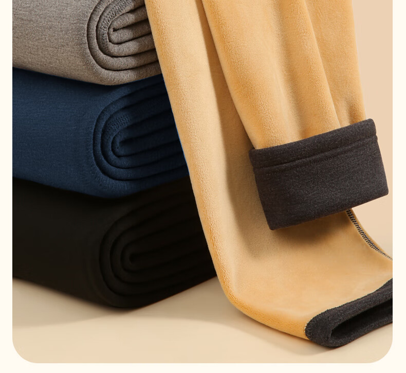 Hengyuanxiang [Down Knee Protection] Thermal Pants for Men, Fleece-Lined Thickened Cotton Long Johns Autumn Winter Warm Underwear 23