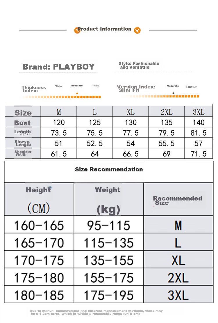 PLAYBOY Men's Jacket, Spring And Autumn Casual Workwear Trendy Outerwear, Black - 4XL 15
