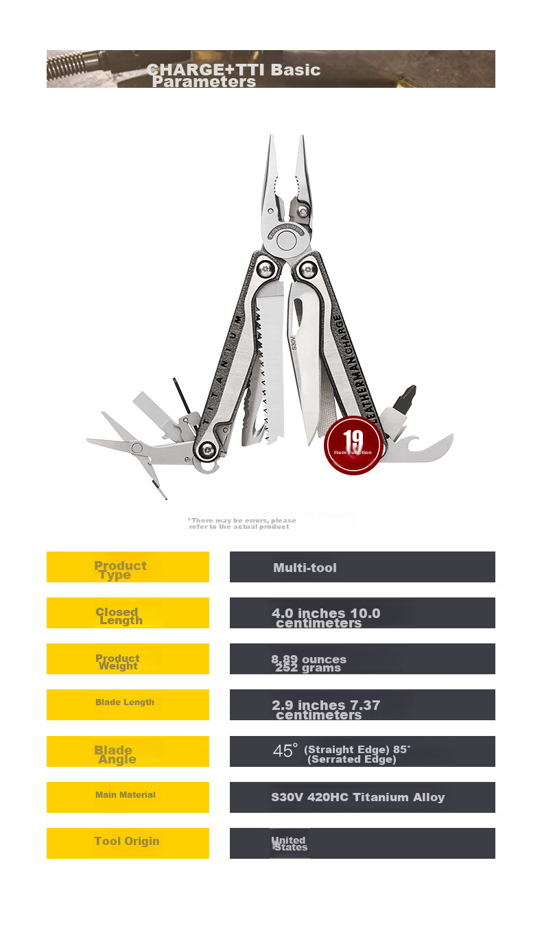 LEATHERMAN Leatherman Tool Pliers CHARGE, Ultra-Smart TTI PLUS, Multifunctional Pliers with Titanium Alloy Handle, Outdoor Tool 10