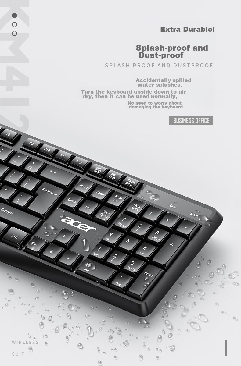 Acer Wireless Keyboard And Mouse Combo, Office Keyboard And Mouse Set, Splash-Resistant Computer Keyboard, Type-C Rechargeable Keyboard KM412 White 2