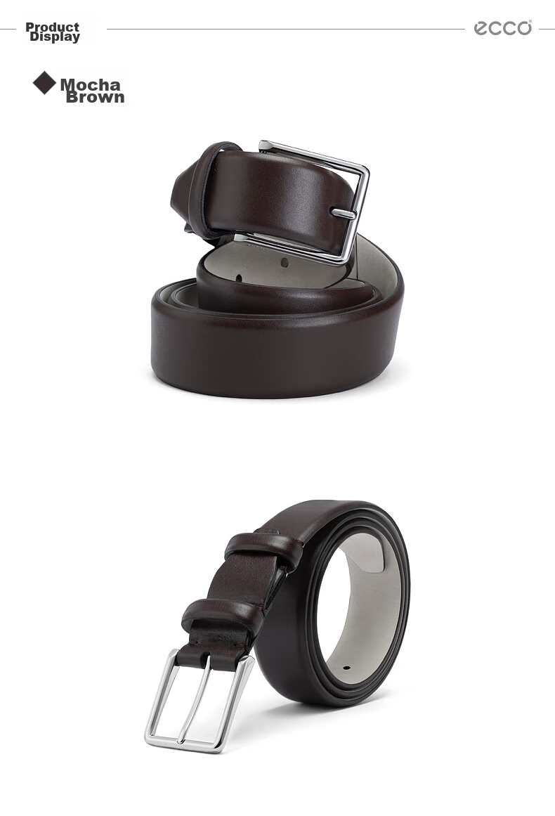 ECCO Casual Men's Leather Belt Gift Box, Business Formal Metal Buckle Waist Belt, 910589390000, Black, 100cm 3