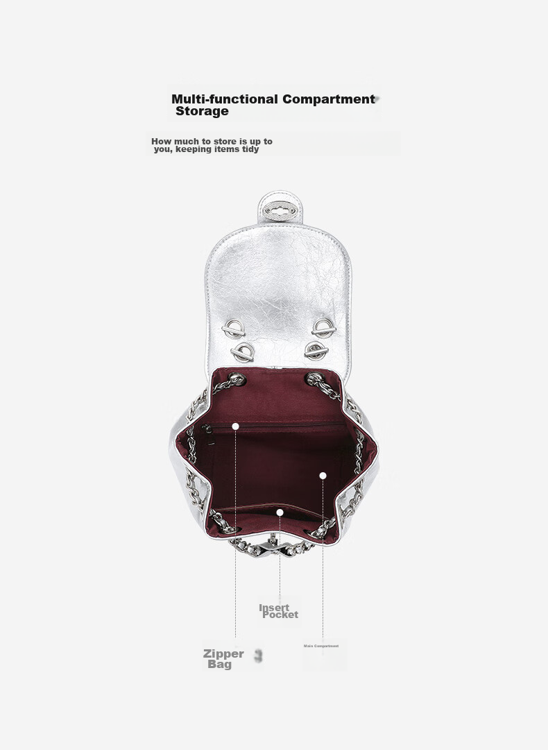 CASSILE Women's Backpack with Chain, Large Capacity Handheld Luxury Backpack, 520 Gift, New Semester Back to School 16