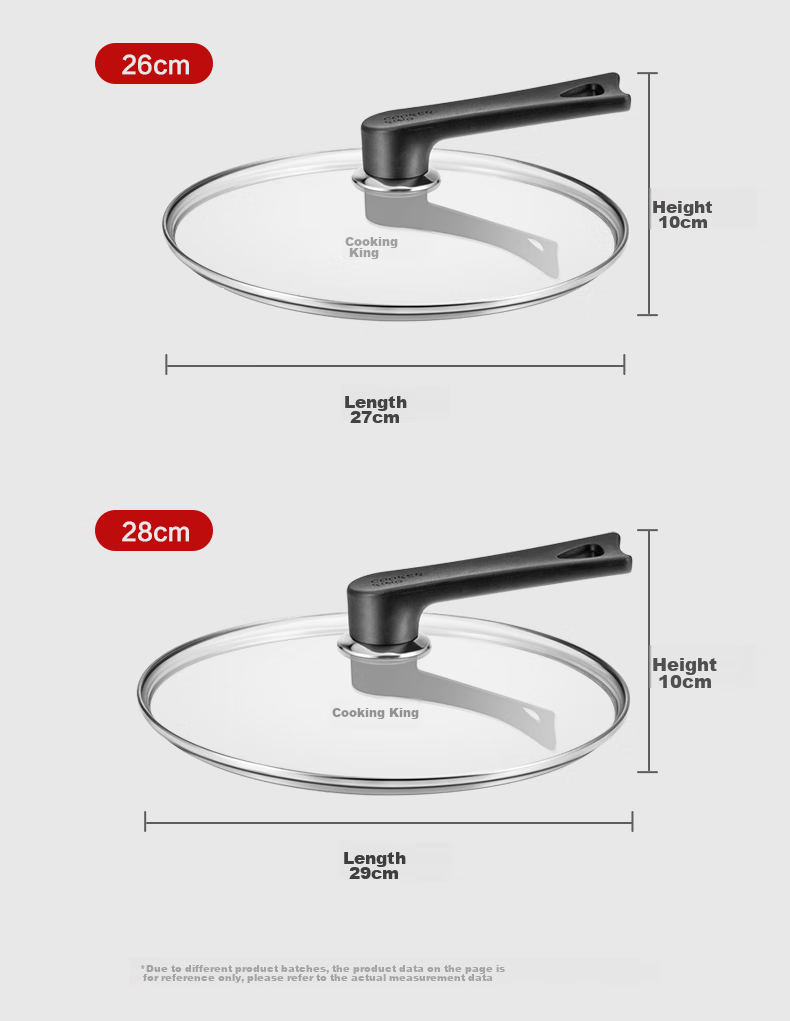 COOKER KING Glass Lid with Handle, 28cm, 304 Stainless Steel Edging, Suitable for Wok, Frying Pan, Hot Pot, Steamer, Shatterproof 11