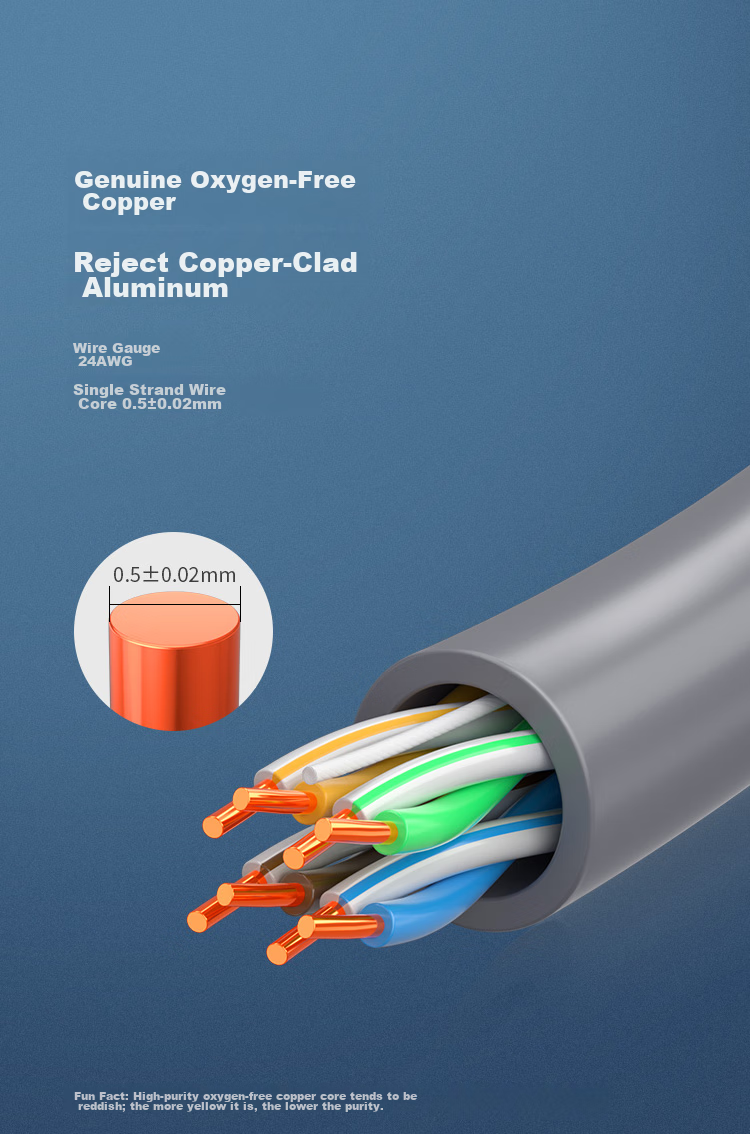 HAILE CAT5E Unshielded Twisted Pair Ethernet Cable, Gray, Oxygen-Free Copper, 0.5 Core, Supports POE Power Supply, Gray Color, 305 Meters 3