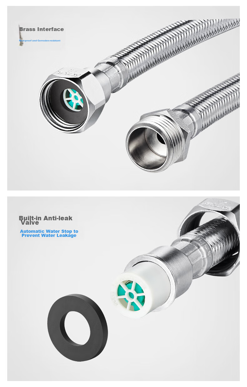 Submarine FBAM-50 Inlet Extension Pipe, Stainless Steel Water Inlet Extension Tube, Faucet Water Supply Pipe for Both Cold And Hot Water 13