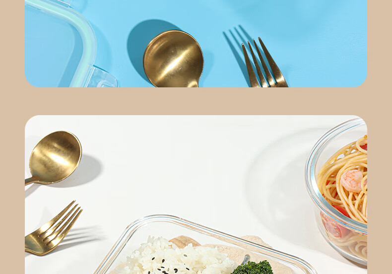 BJ High Borosilicate Glass Lunch Box for Office Workers, Microwave-Safe And Refrigerator-Ready Food Storage Container, Round 650ml 24