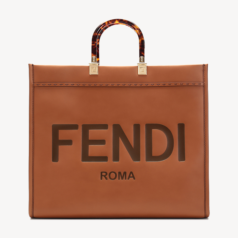 芬迪fendi 女士牛皮阳光手提袋旅行袋手提包棕色fendi roma图案 8bh