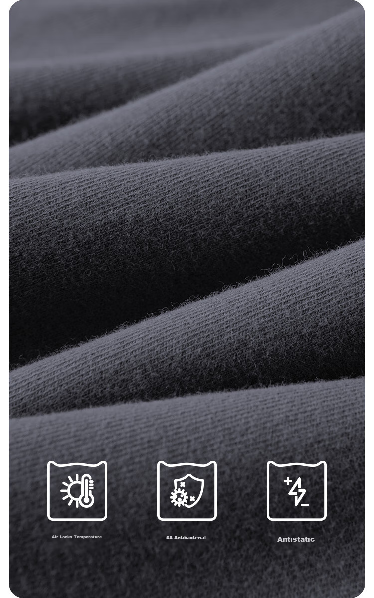 MiiOW [Xinjiang Long-Staple Cotton] Men's Thermal Underwear, Seamless Antibacterial Autumn Top And Bottom, Thin Round Neck Base Layer Set 7