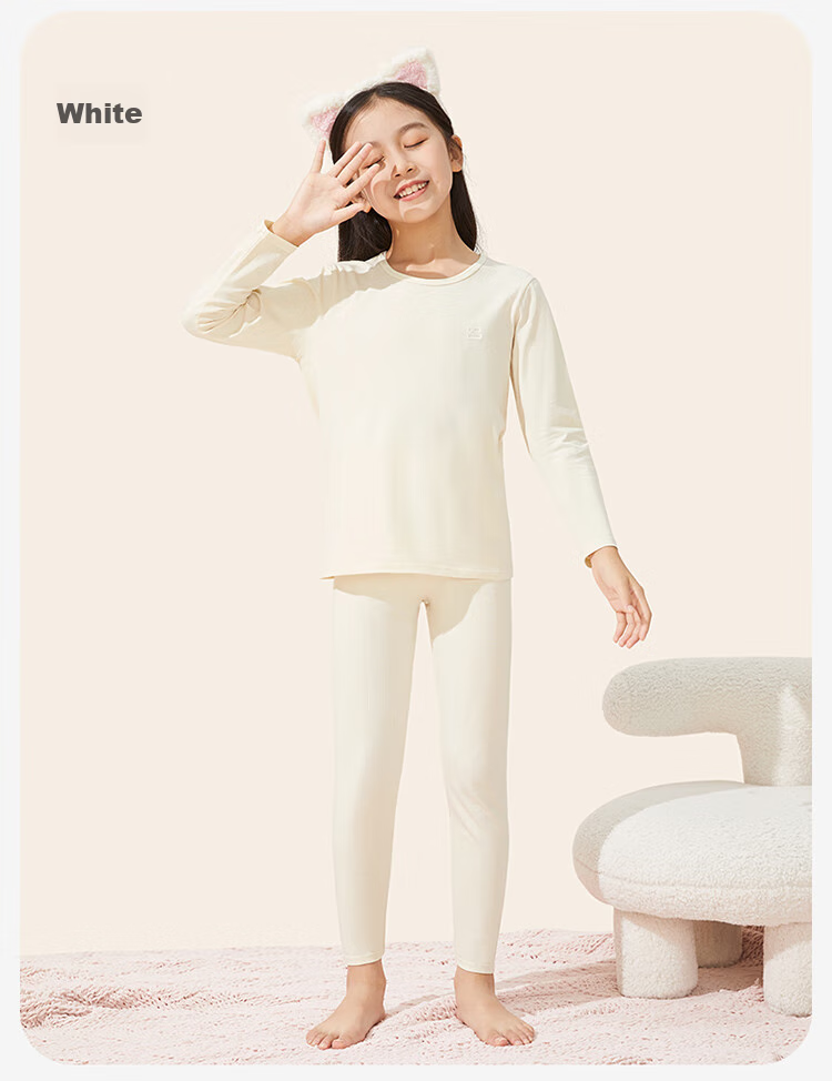 Jiusuiban Children's Thermal Underwear for Girls, Autumn And Winter Fleece-Lined Thin School Uniform Base Layer Cotton Sweater Pajamas Pants Big Kids Autumn Clothes And Pants 16