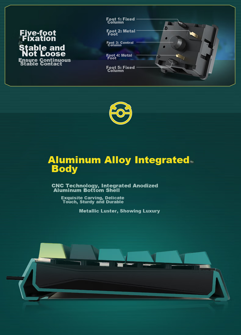 CHERRY MX3.0S Mechanical Keyboard Pikachu IP Collaboration Edition Pokemon Gift Box Wired 108-Key Keyboard with Alloy Shell for Computer, Office, Gaming And E-Sports 6