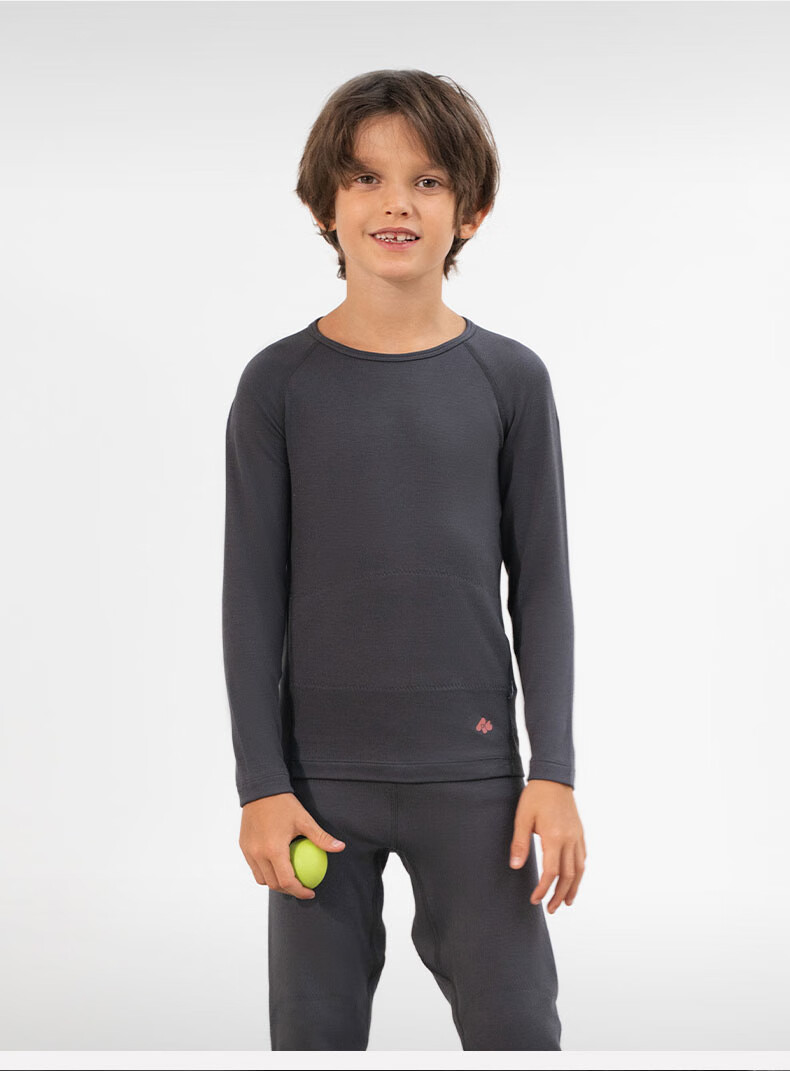 Aimer Kids Extra Warm Moisture-Wicking Thermal Underwear for Girls, Double-Layer Belly And Neck Protection, Purple Autumn Top, Size 140 10
