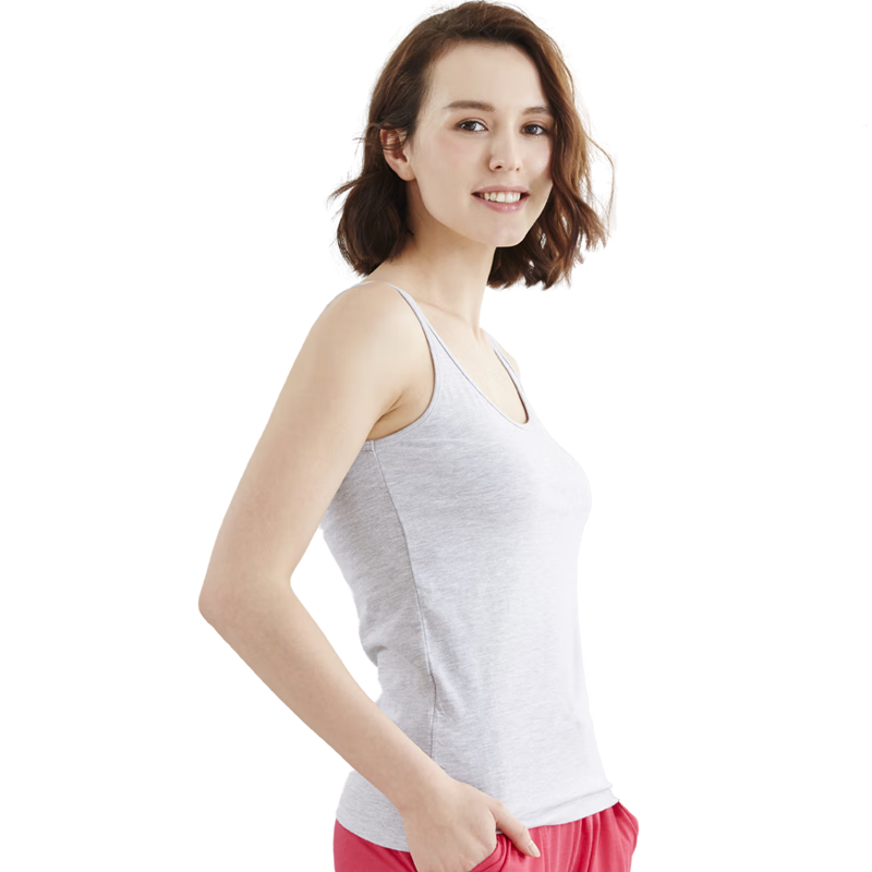 CHERISH LIFE Women's Cotton Camisole, Breathable Workwear Tank Top Undershirt, Linen Gray, M (165/95)