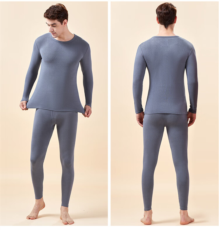 LangSha [Fall New Arrival] Men's Thermal Underwear Set, Antibacterial Thin Spring And Autumn Couple's Antibacterial Warm Base Layer 20