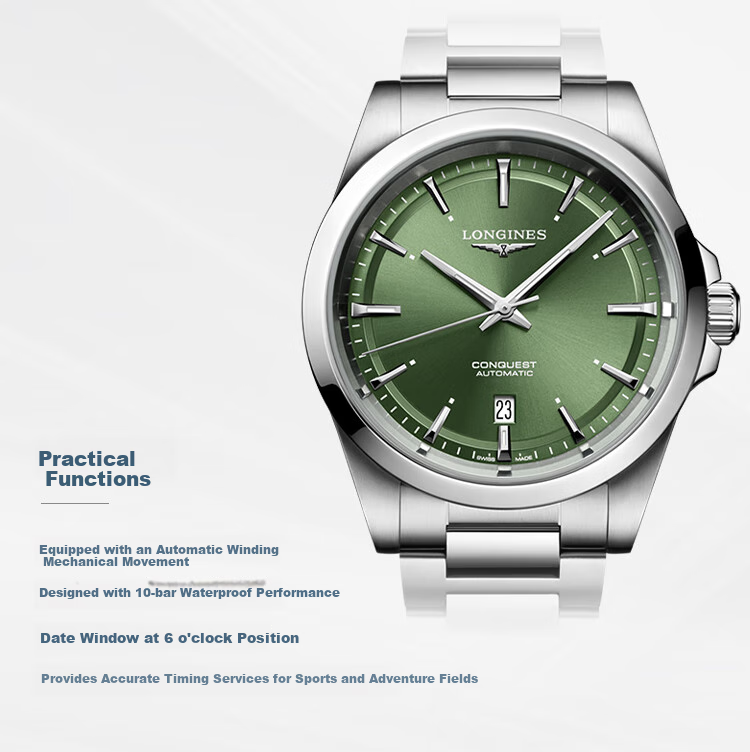 LONGINES Swiss Watch, Conquest Series Dynamic Men's Steel Strap Mechanical Watch L38304026 4