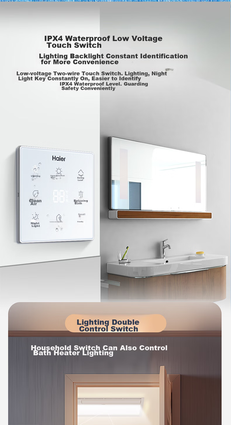 Haier Wind And Heat Bathroom Heater with Antibacterial Series, Integrated Five-In Heating Lamp HD28L for Bathroom 12