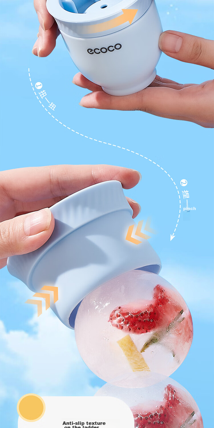 Ecoco Ice Ball Mold Whiskey Round Ice Cube Tray, Home Ice Maker, Food-Grade Silicone Large Spherical Mold E23160 4