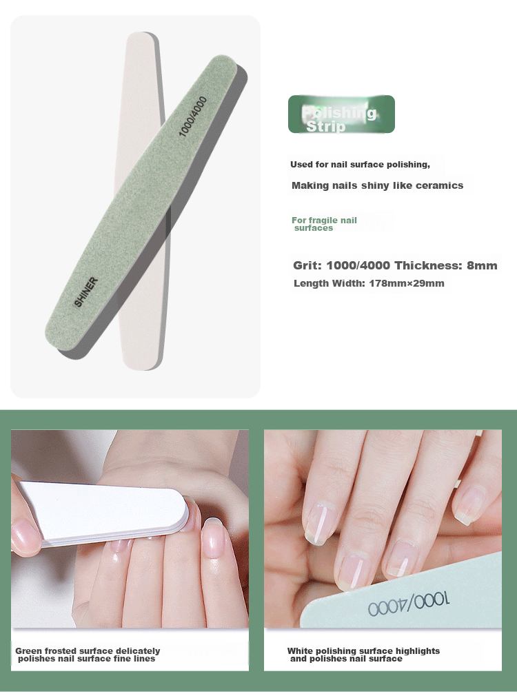 UPLUS 7-Piece Frosted Nail File Set for Manicure Polishing, 3 Files, Sponge File Strips, Nail File Strips 10
