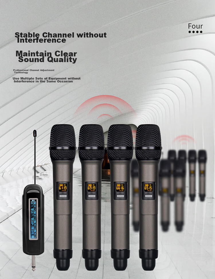 G-MARK X440 Wireless Microphone System with One Transmitter And Four Receivers, Metal UHF Adjustable Frequency Microphones for Outdoor Karaoke And Meetings 5