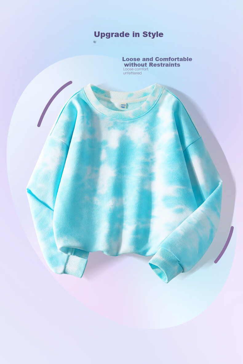 Jeanswest Girls' Sweatshirt Spring And Autumn Style 2025, Tie-Dye Top for Older Girls, Loose-Fitting Clothing for Children, Casual Base Layer 5