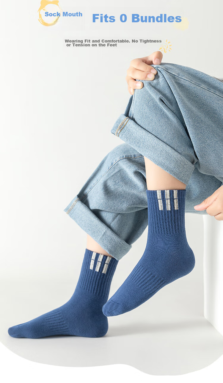 LangSha Children's Socks, Boys' Mid-Calf Cotton Socks for All Seasons, High-Elastic Breathable Comfortable Sports Socks for Older Kids And Teenagers, 5 Pairs Per Pack 4