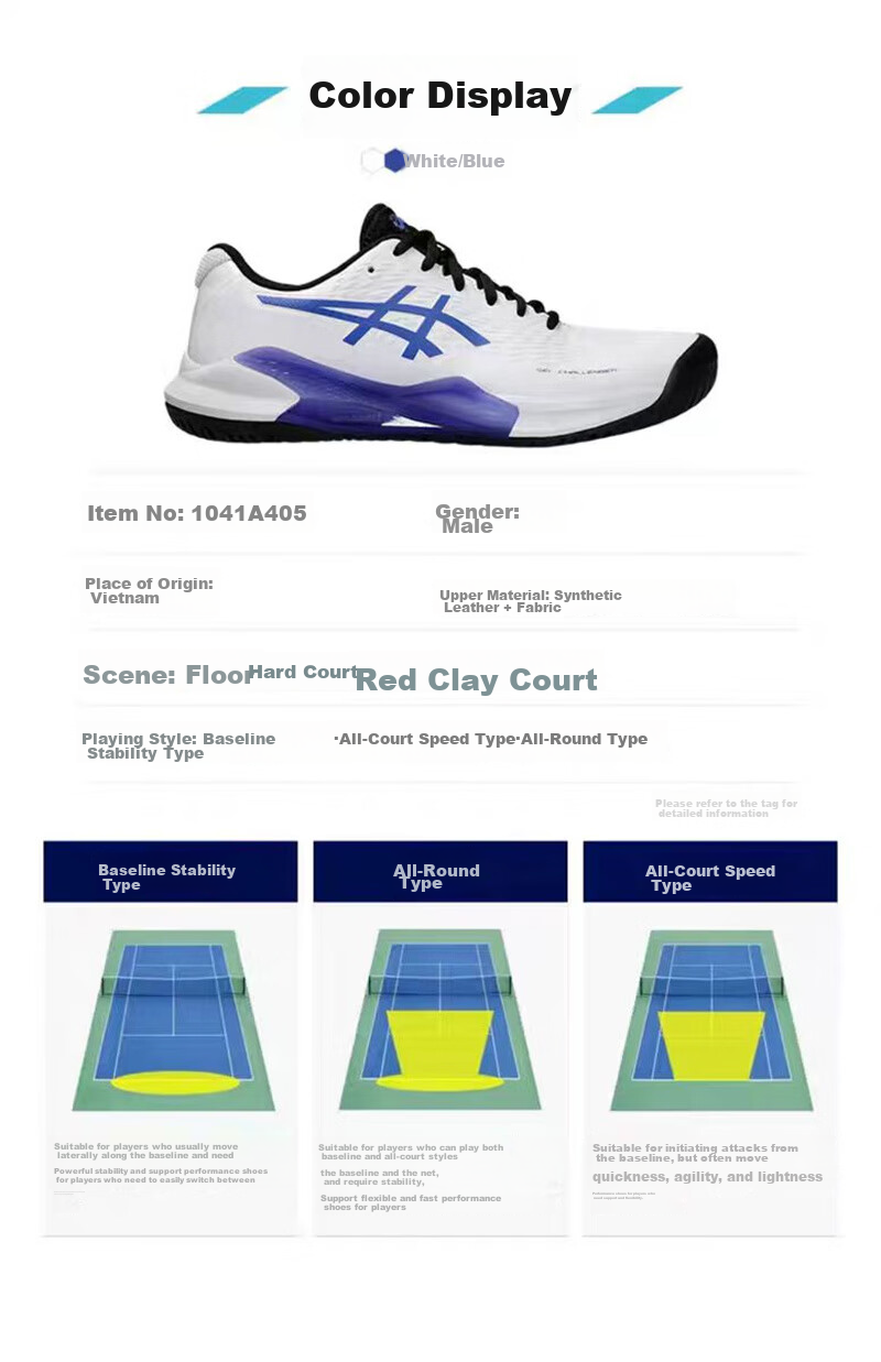 ASICS Men's Tennis Shoes GEL-CHALLENGER 15 1042A294-101 Size 36 4