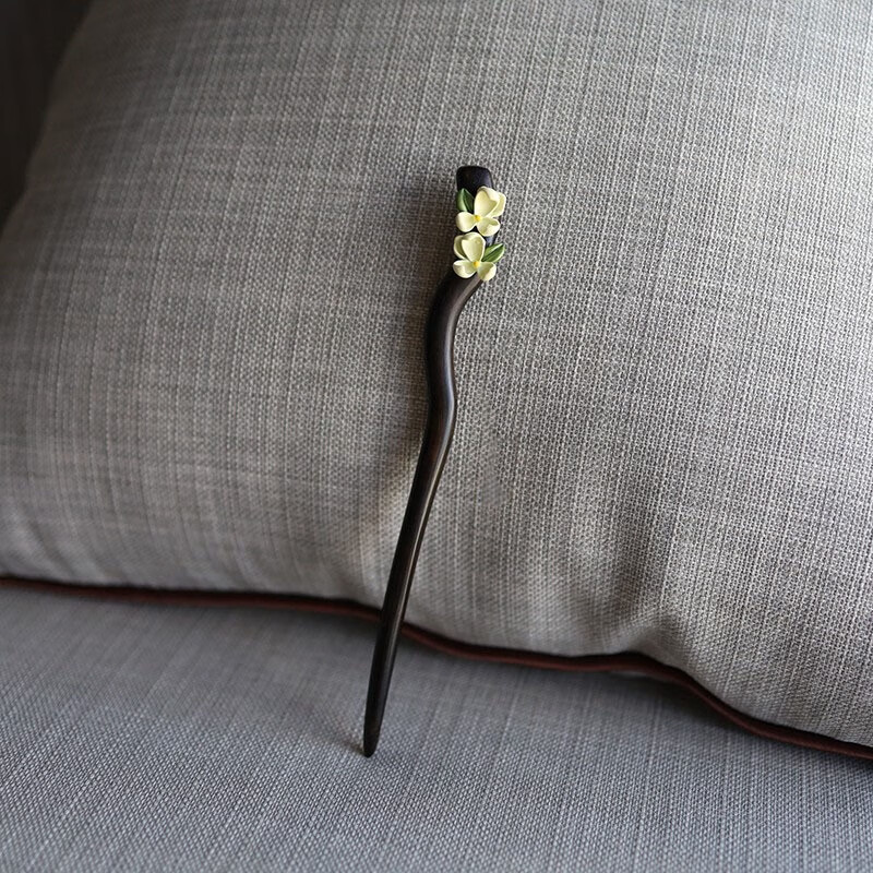 Gunai Wooden Hairpin, Jasmine And Gardenia Floral Vintage Style Hair Accessory, Hanfu Hair Stick, Headdress, Women's Day Gift for Girlfriend 11