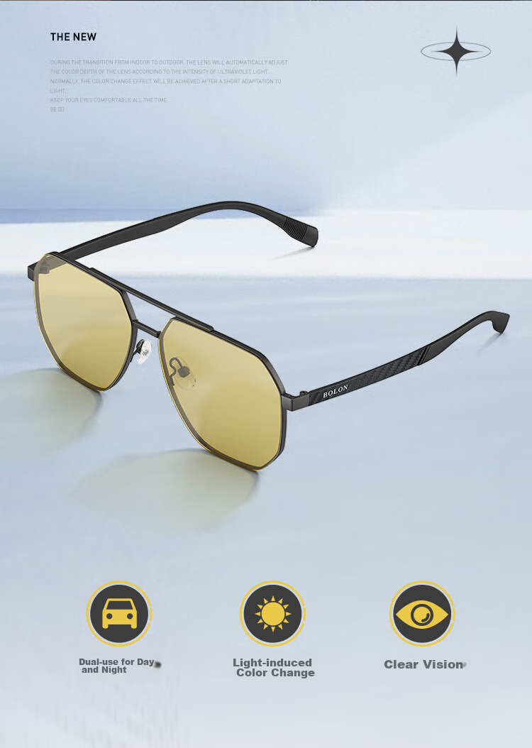BOLON Eyeglasses-Inspired Aviator Polarized Sunglasses, Driving UV Protection Sunglasses for Men, Trendy Style BL7199D17 3