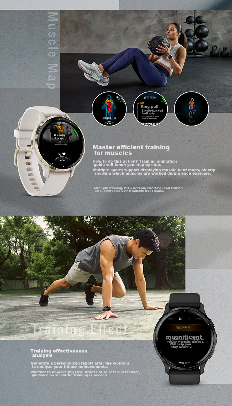 GARMIN Venu3 Deep Space Black ECG Heart Rate Running Cycling Swimming Fitness Stylish Sports Smartwatch 9