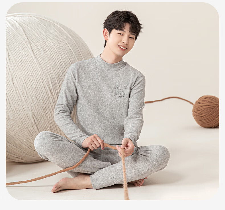 YING BO LUN Youth Kids Thermal Underwear Autumn Set Thickened Cotton Sweater School Uniform Essential 81211 Coffee Stripes 180 7