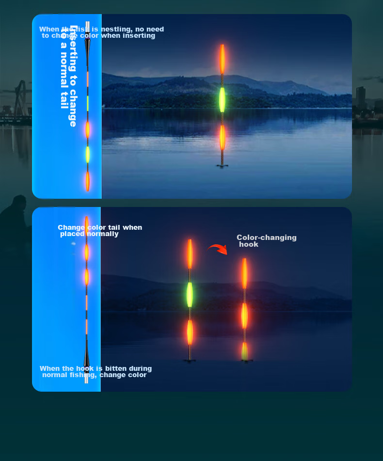 Chuanze Lushuai Day And Night Dual-Use Luminous Float, Color-Changing Rock Fishing Long-Distance Casting Float, Thickened Eye-Catching Big Fish Electronic Sliding Float PC01-2 5