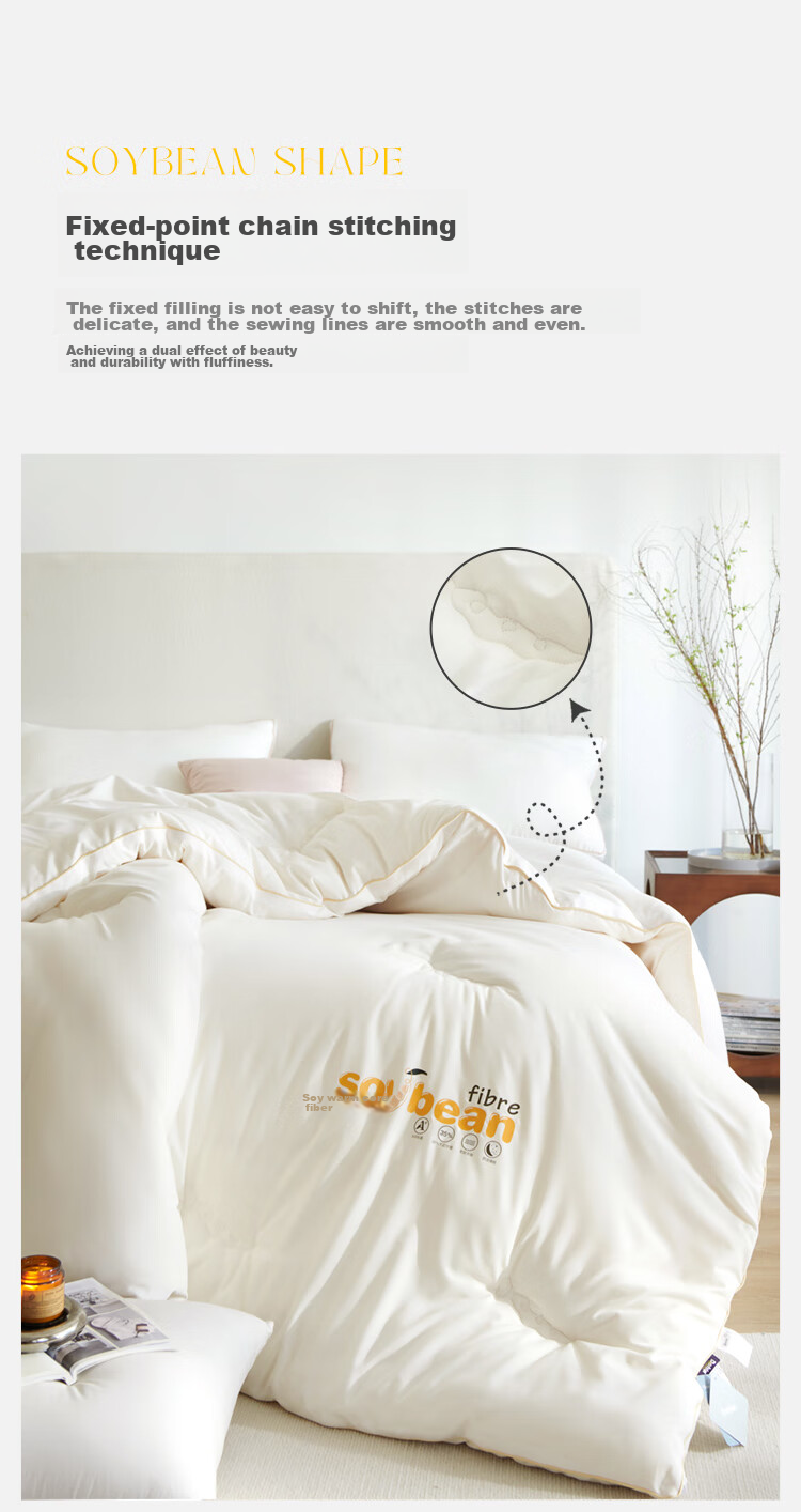 Dohia Soybean Fiber Quilt, Class A Pure Cotton 50% Soybean Spring And Autumn Comforter, All-Season Duvet Insert, Approximately 4.3 Jin (2.15 Kg), 203*229cm 11