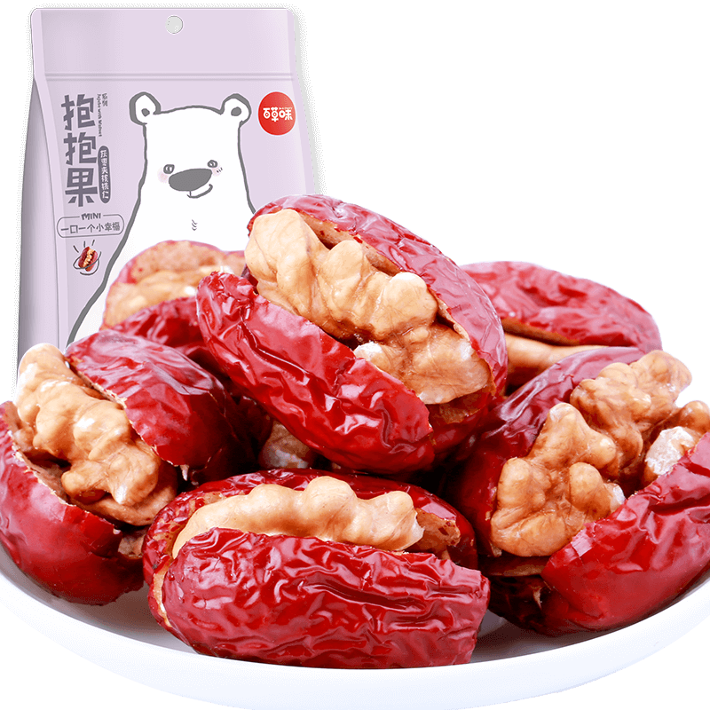 百草味抱抱果新疆灰枣夹核桃仁118g/袋 红枣干果休闲零食蜜饯枣子果脯