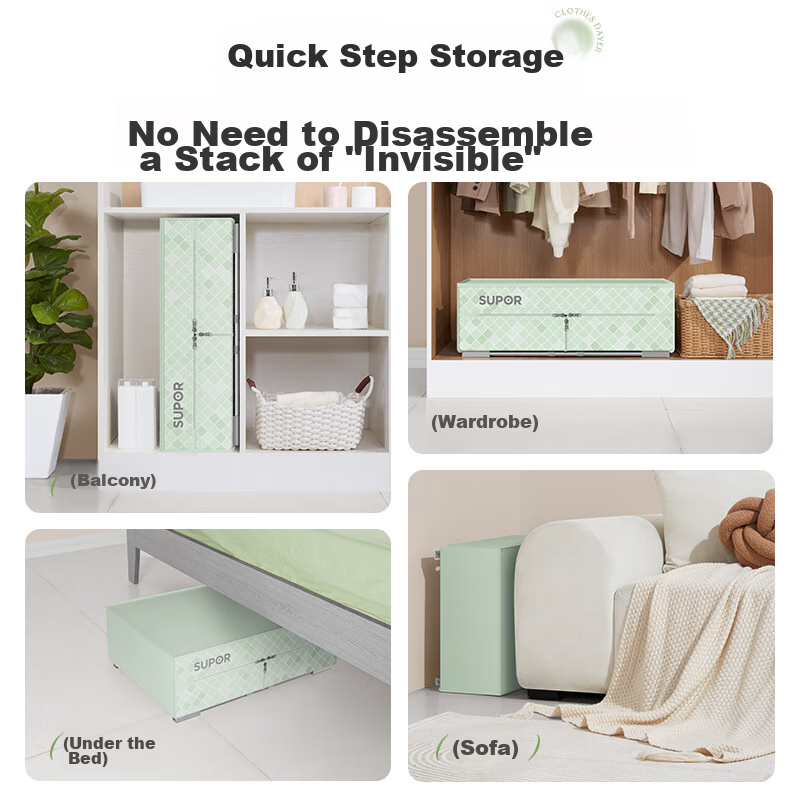 SUPOR [No Installation Required] Foldable Clothes Dryer, Home Wardrobe-Style Air Dryer, Baby Clothes Dehumidifier, Warm Air Blower, Large Capacity, Timer-Drying, Easy Storage ELD-511A