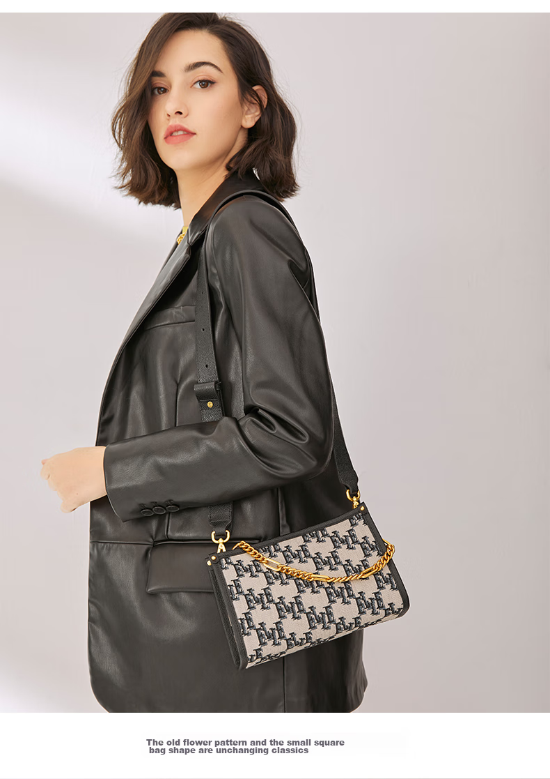 ELLE New Women's Handbag, Chain Flower Pattern, Tote Bag, Shoulder Bag, Crossbody Small Square Bag, Underarm Bag, Birthday Gift, 22016 6