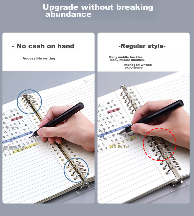 Wengu Notebook A4 Student Stationery Exam Research Thick Journal Detachable Iron Clip Loose-Leaf Notebook Cover with 9 Holes Lightweight Simple Ins Style Non-Slip Shell A4-9H 3