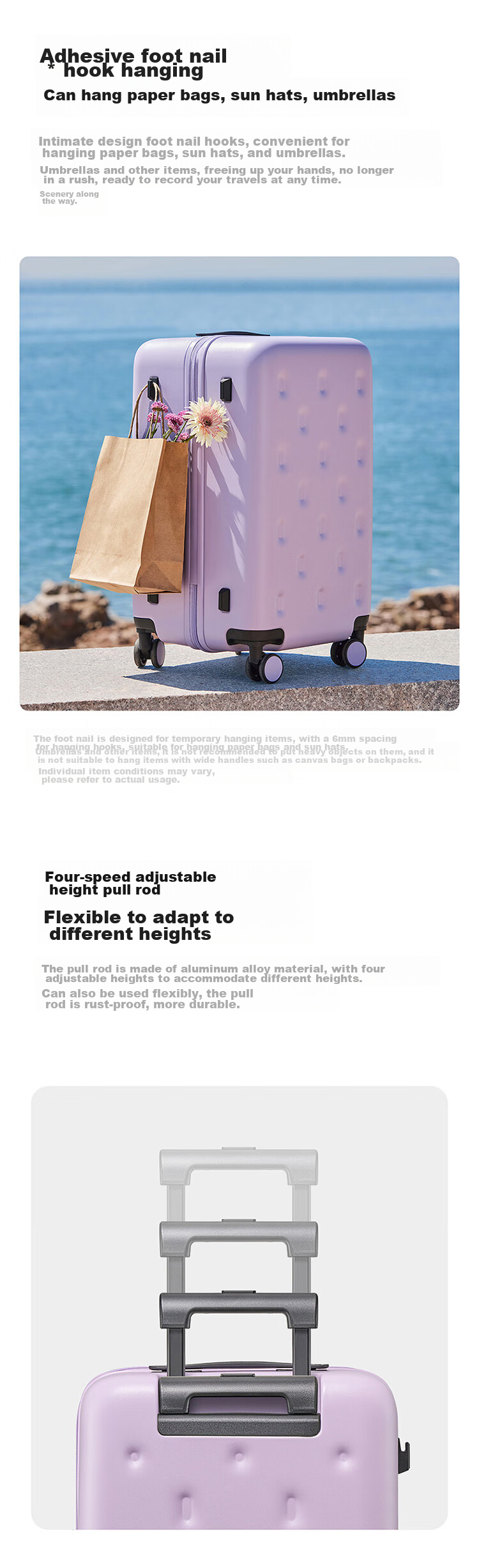 Mijia Xiaomi Suitcase, 22-Inch Trolley Case, Multifunctional Travel Luggage, Spinner Wheels, Combination Lock, Unisex Suitcase, Cream White 3