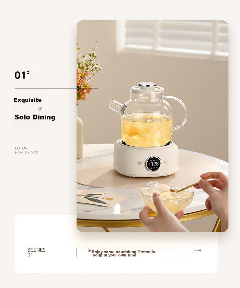 LOTOR Leiduo Health Pot, 1 Liter Full Glass Health Pot, Baby-Grade Material, Mini Kettle, Insulated All-In Automatic Constant Temperature Small Tea Maker 5