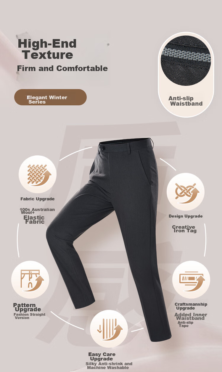 JD Original [Machine Washable Wool Dress Pants] Men's Casual Trousers Spring And Autumn Men's Pants Business Straight-Leg High-End Black Size 32 1